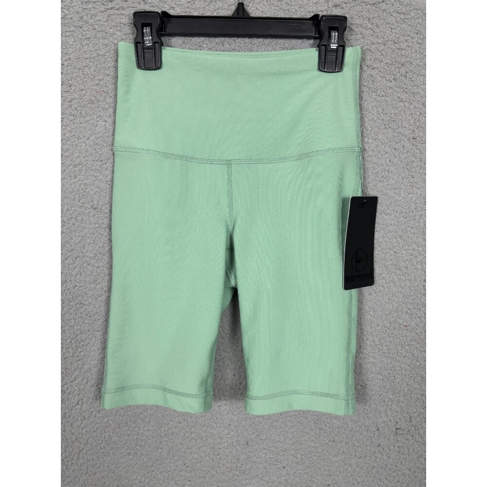 90 Degree by Reflex Women's High Waisted Biker Shorts Ribbed Green Size XS NWT's